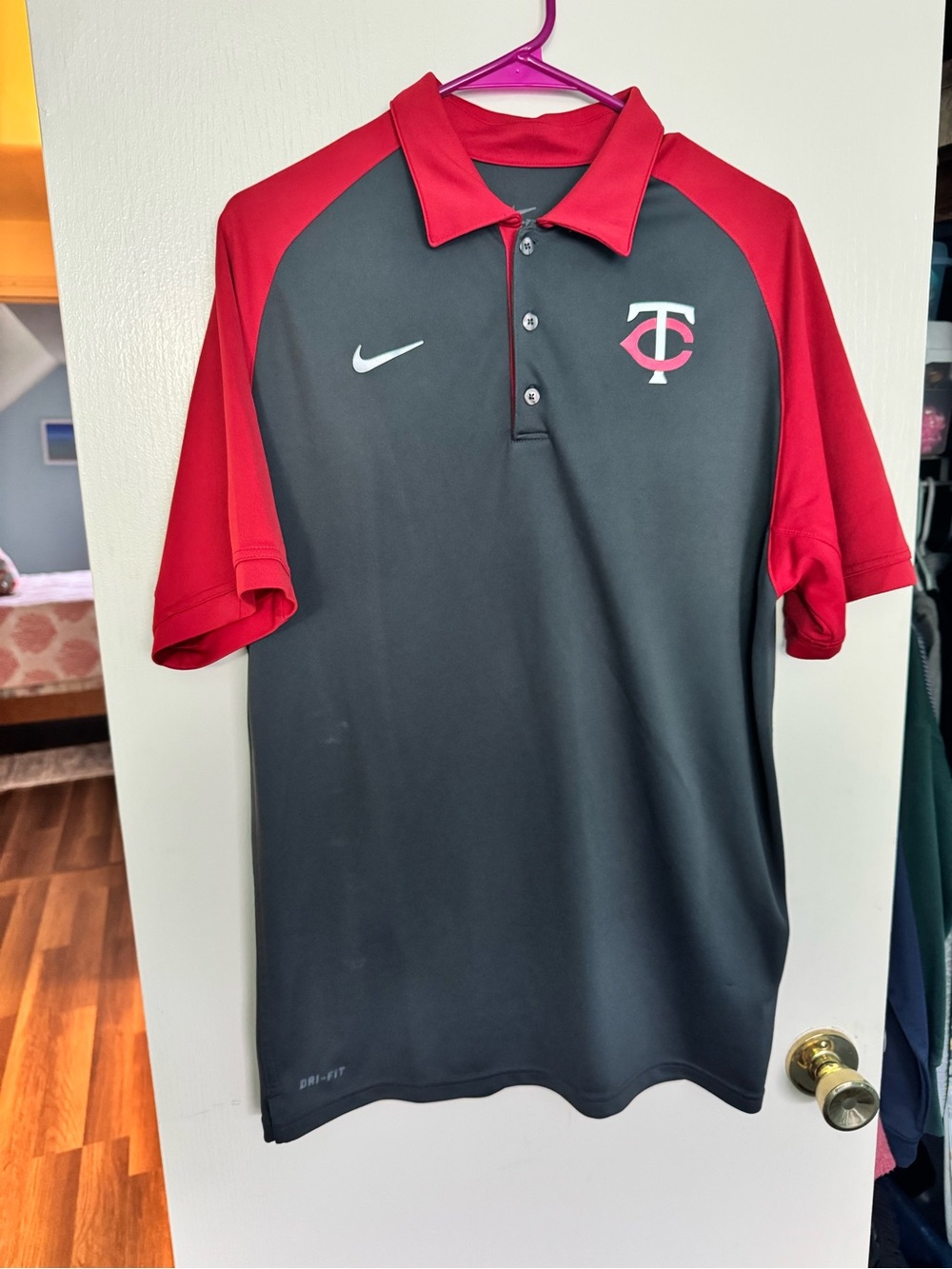 Nike Men’s Black and Red Polo with Twins Logo